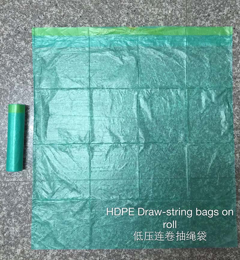 pe draw-string bags on roll